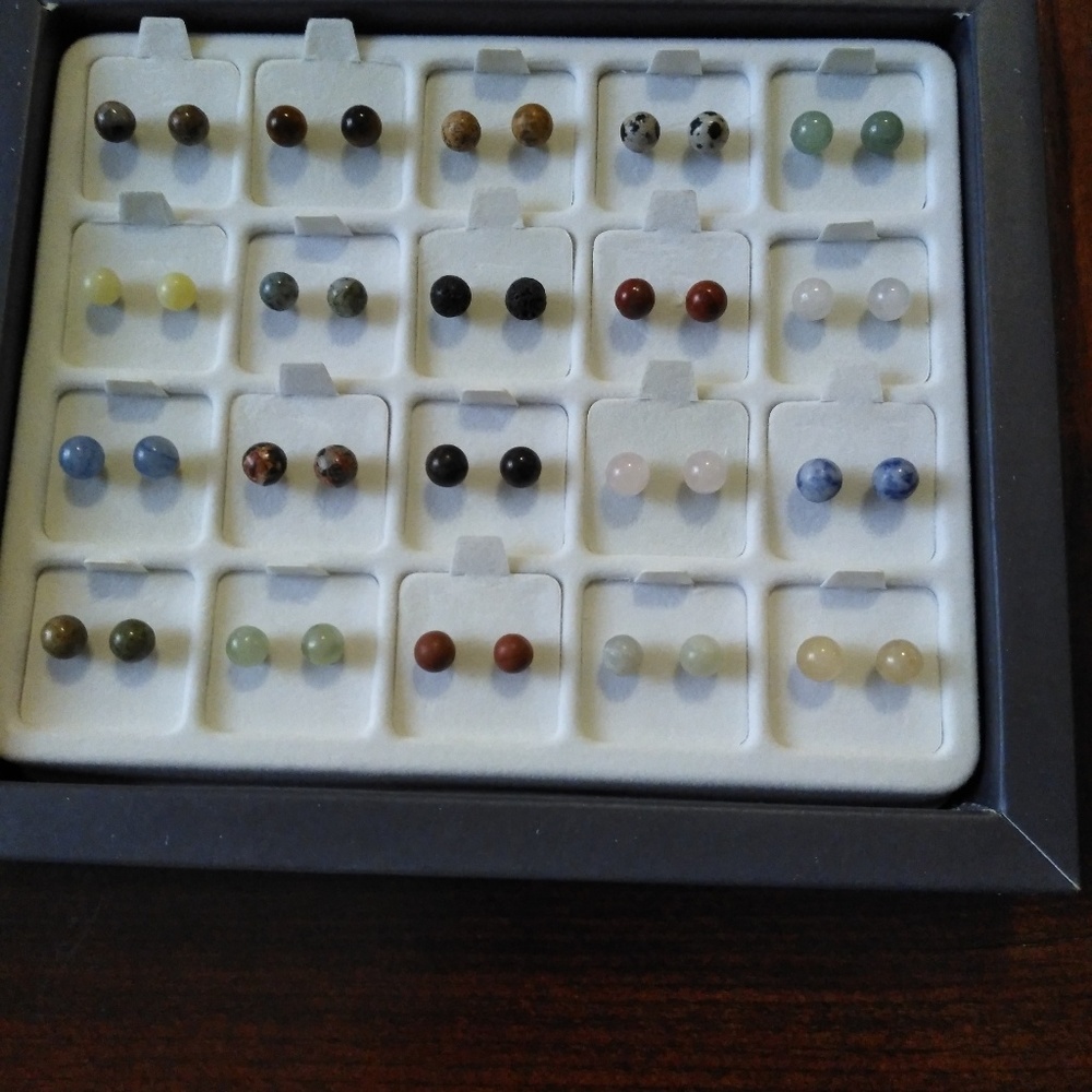 Set of chakra natural stone earrings 20 pairs